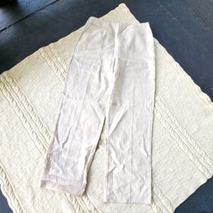 Kate Hill 100% Linen High Waist Trousers Oatmeal size 10